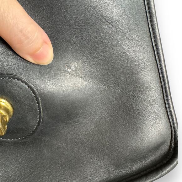 Vintage Dove Navy Blue Medium Unlined Leather Top Handle Cross Body Purse - Picture 15 of 16